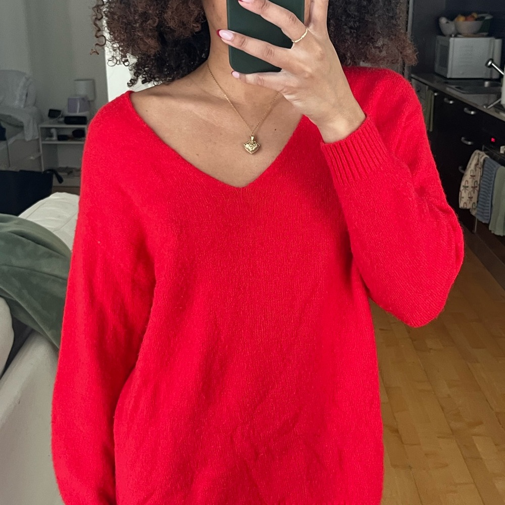 H&M Red V-Neck Sweater